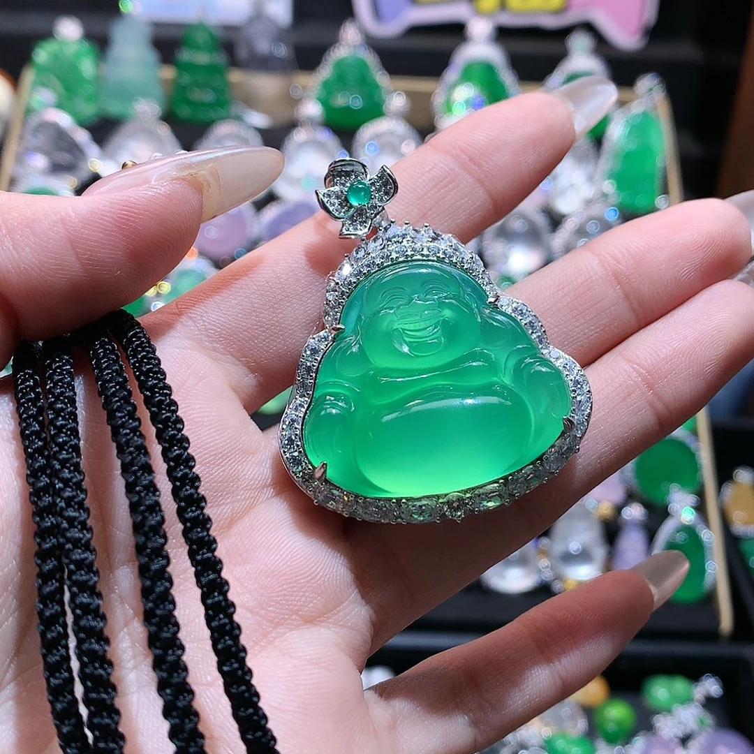 玛瑙/玉髓颈饰银S925镶嵌蓝*酱