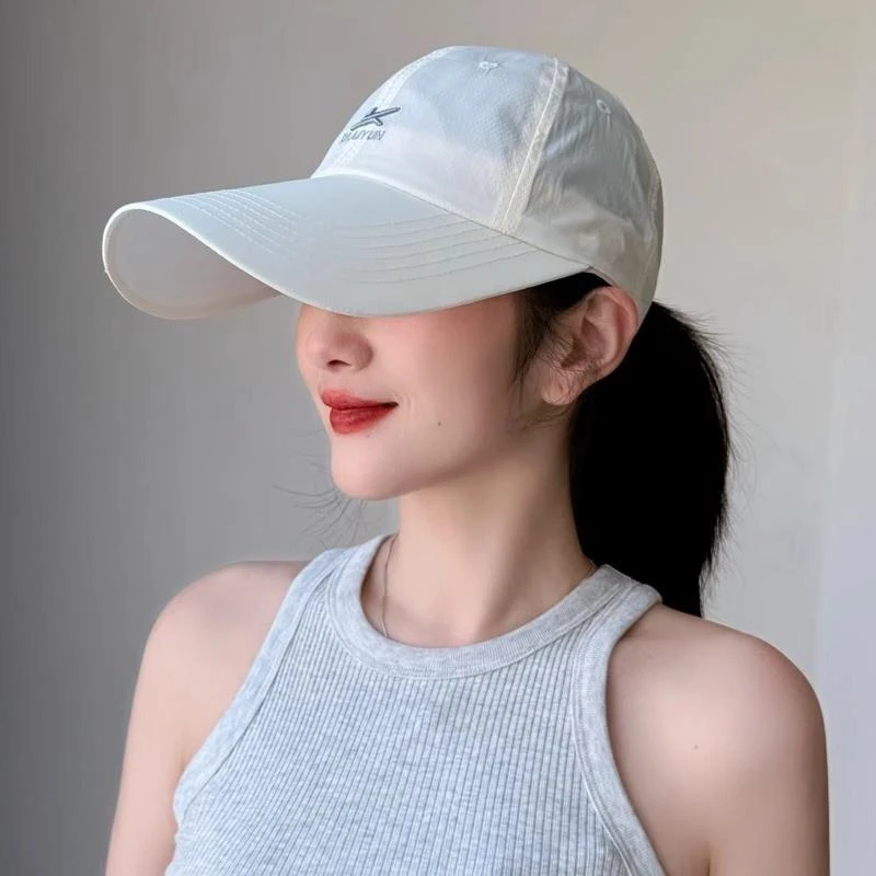夏季速干薄款加长加宽帽檐鸭舌帽男女户外跑步轻量防晒透气棒球帽