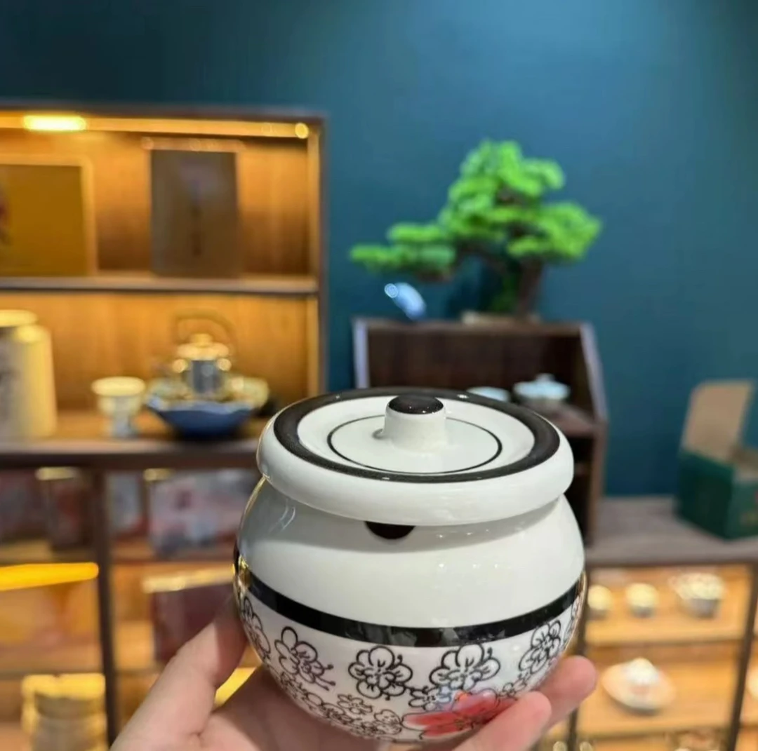 简约家用大容量宫廷风瓦罐炖盅加厚炖罐带盖陶瓷调料罐瓷海ZH824