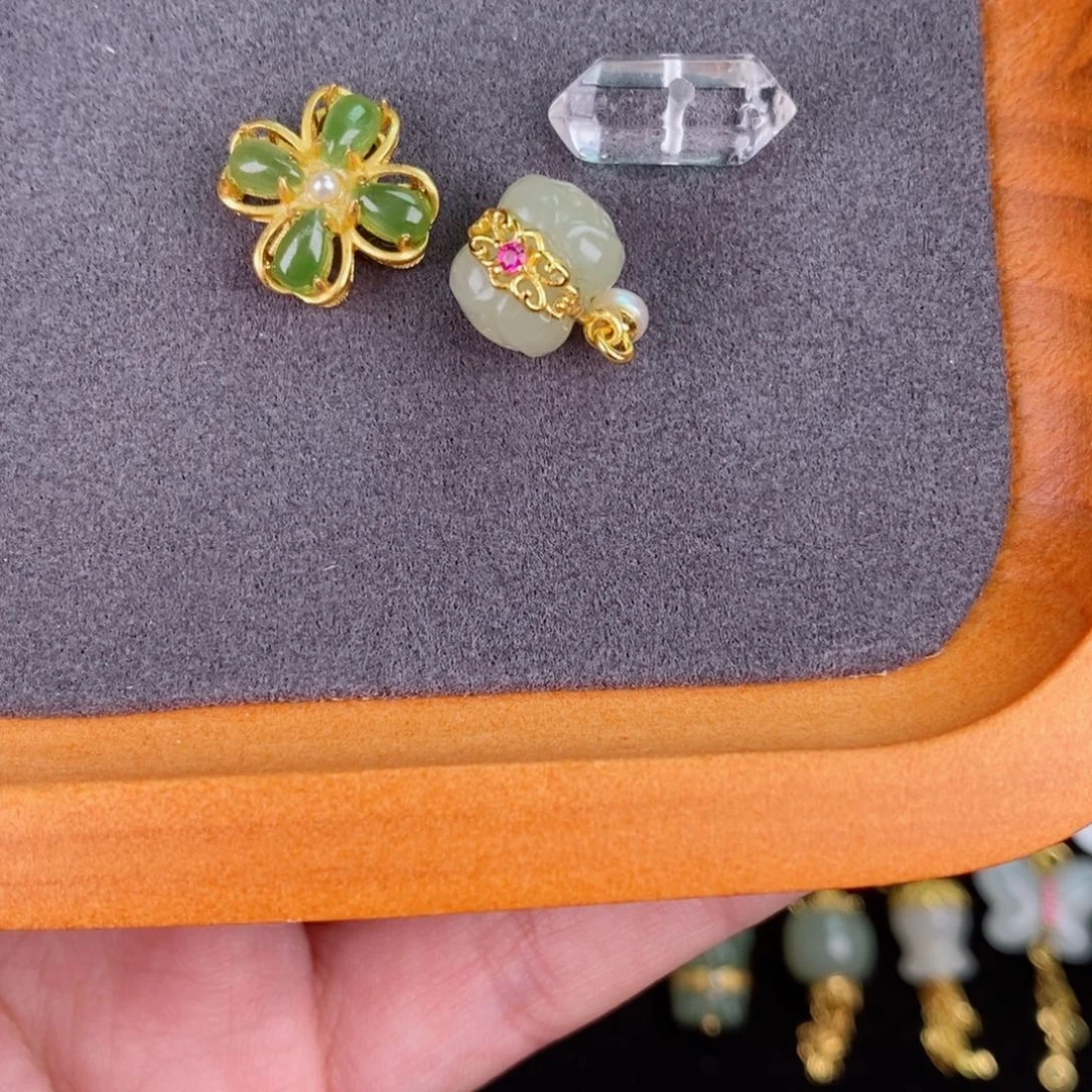 水晶珠宝半成品银S925镀金镶嵌