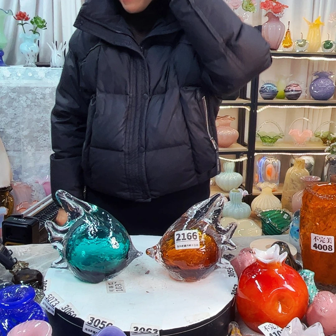 一对鱼家悦美居琉璃摆件