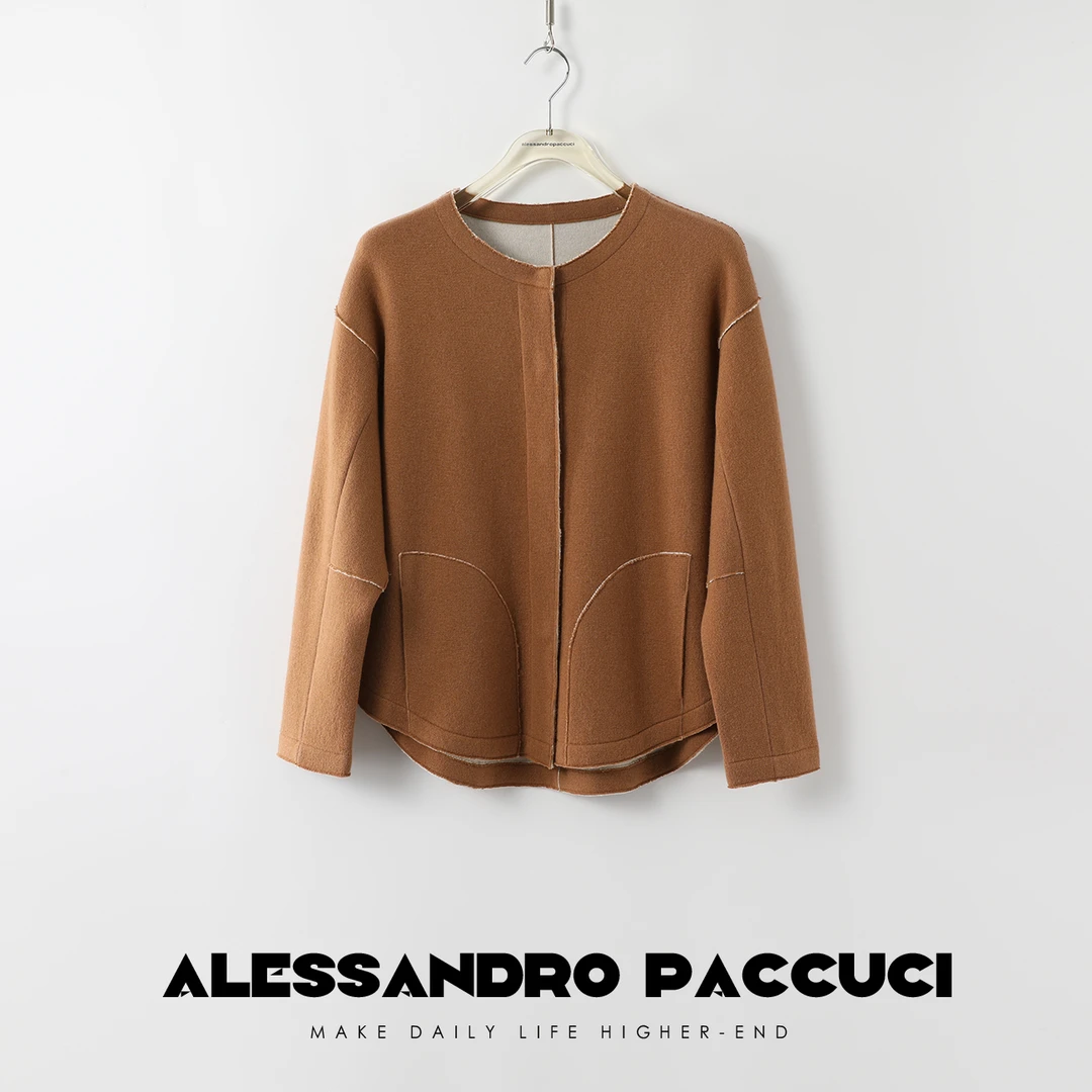 【孤品特价不退不换】洛哥24616X软糯羊绒羊毛 立裁解构式针织外套