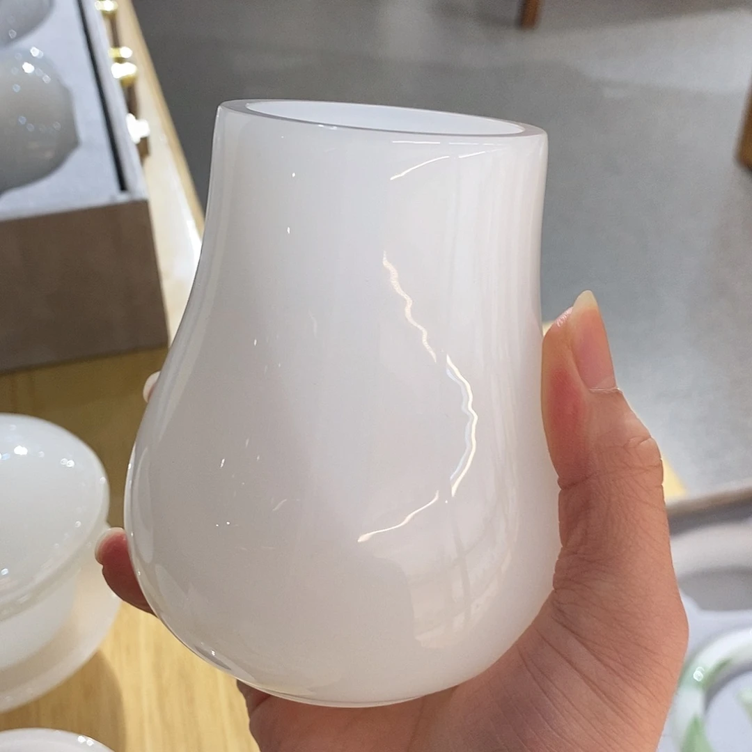 手工艺品琉璃白玉琉璃君子桶一个