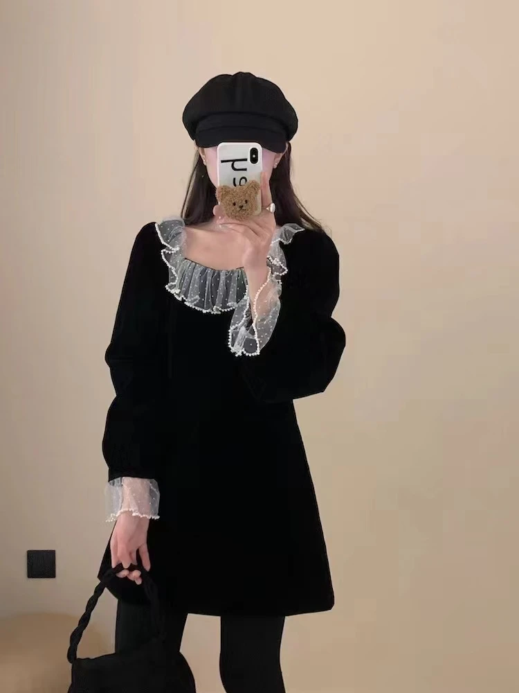 6070  波点蕾丝拼接连衣裙 s 1.3