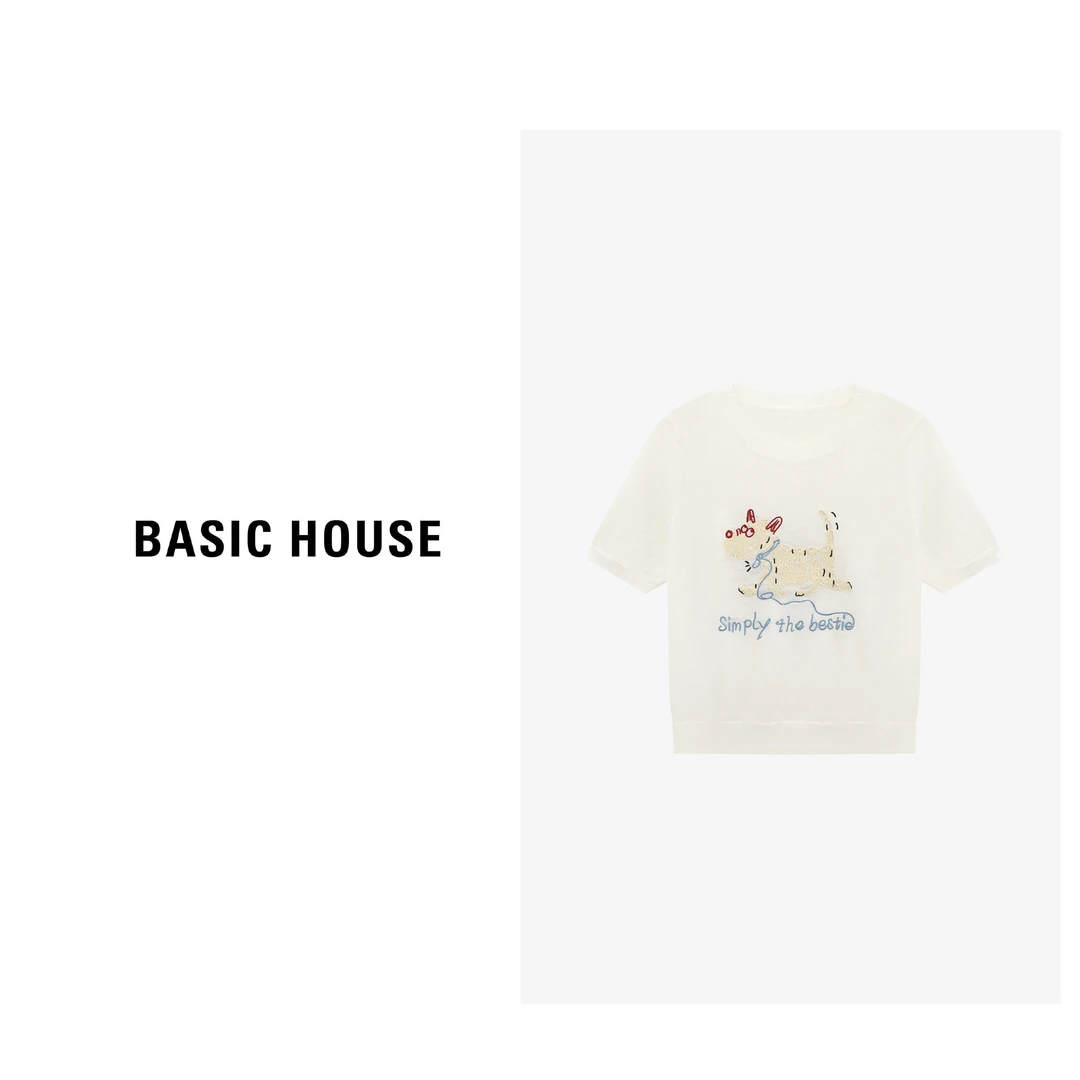Basic House/百家好夏季千金清冷感贵系衣服女针织衫-B0625B59482