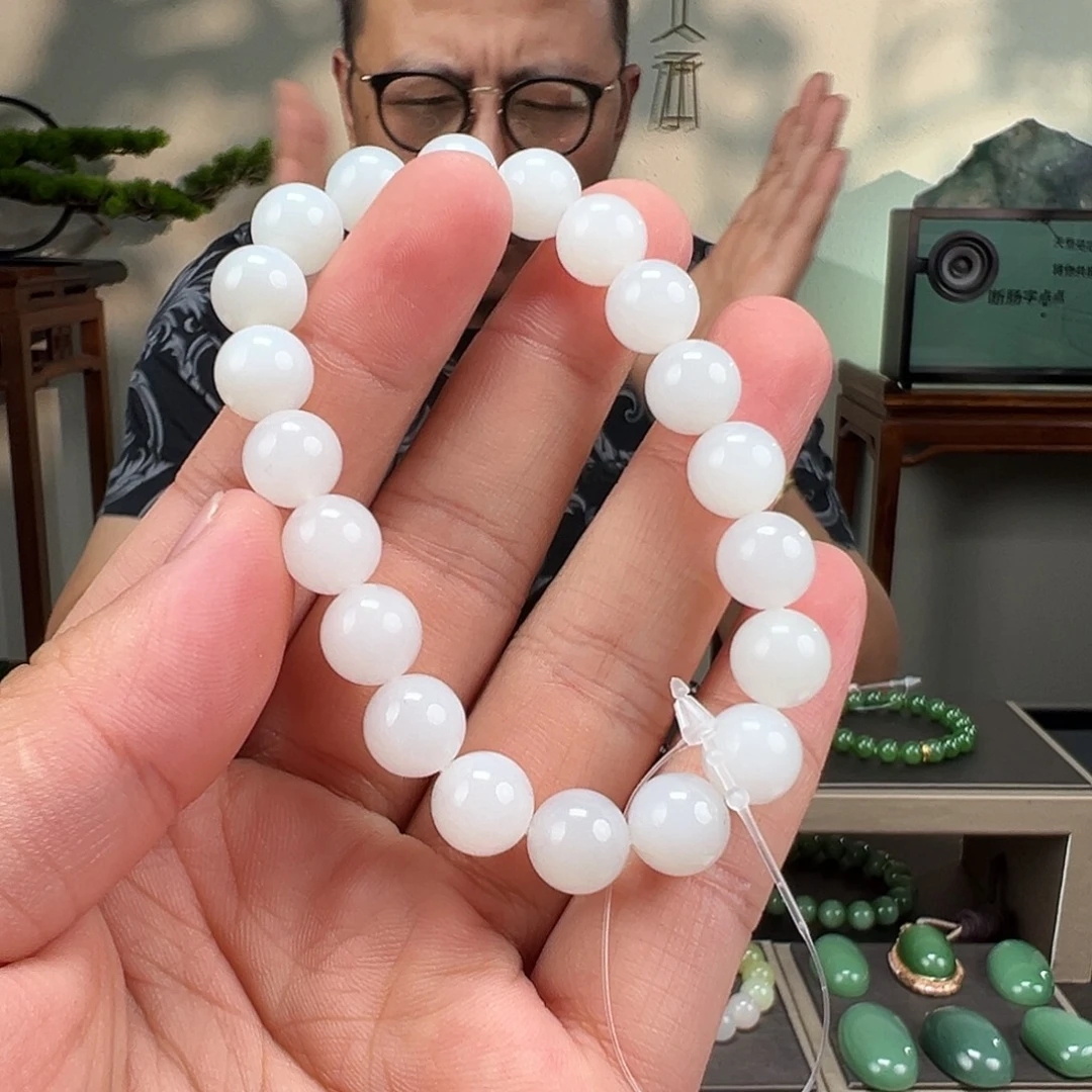 和田玉未镶嵌手链卡10mm野牛沟