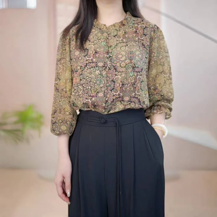 （杭州西湖专柜直发）2025夏季新品遮肚显瘦碎花上衣小衫女