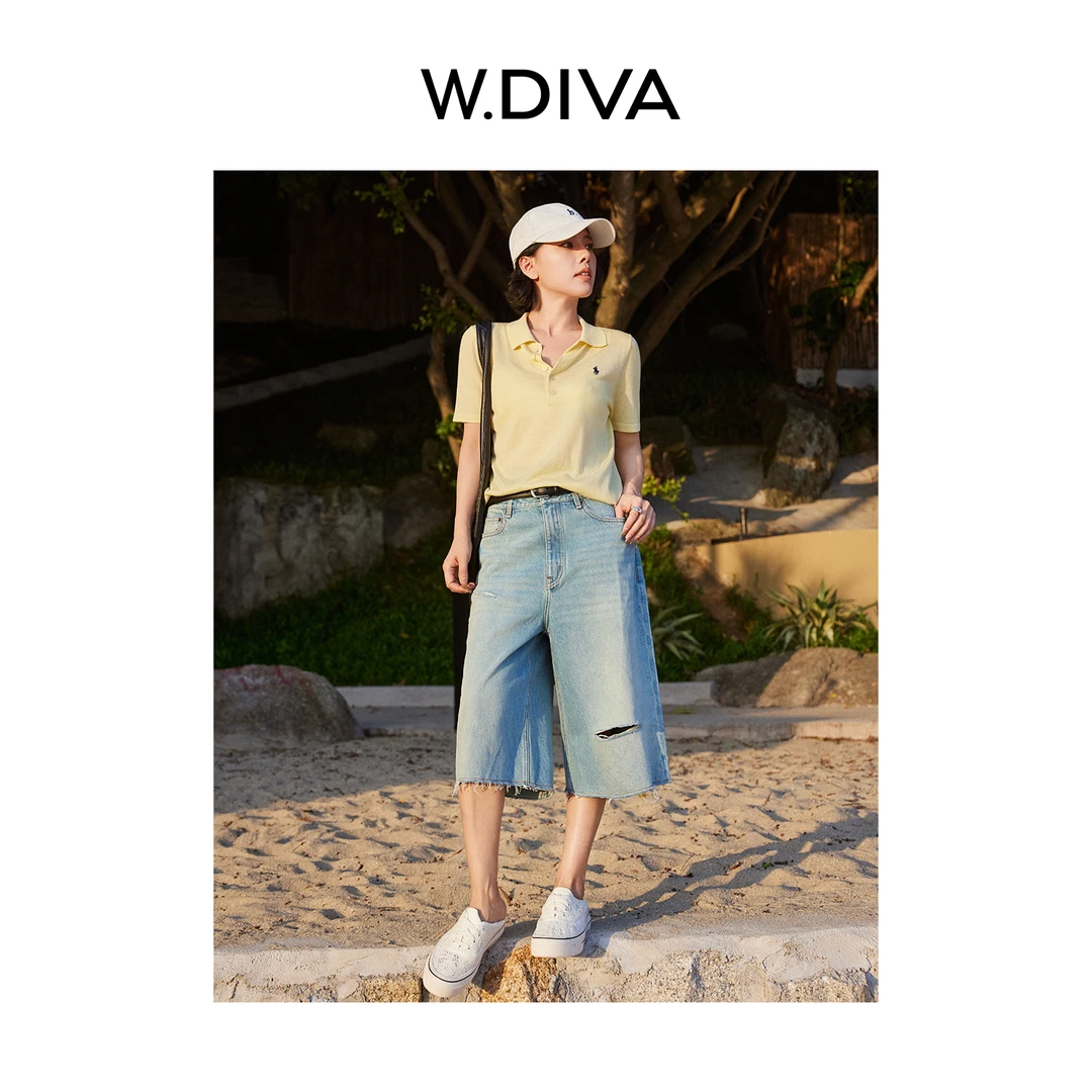 W.Diva【四季钟情】进口三醋酸老钱风经典百搭POLOT恤52T232171
