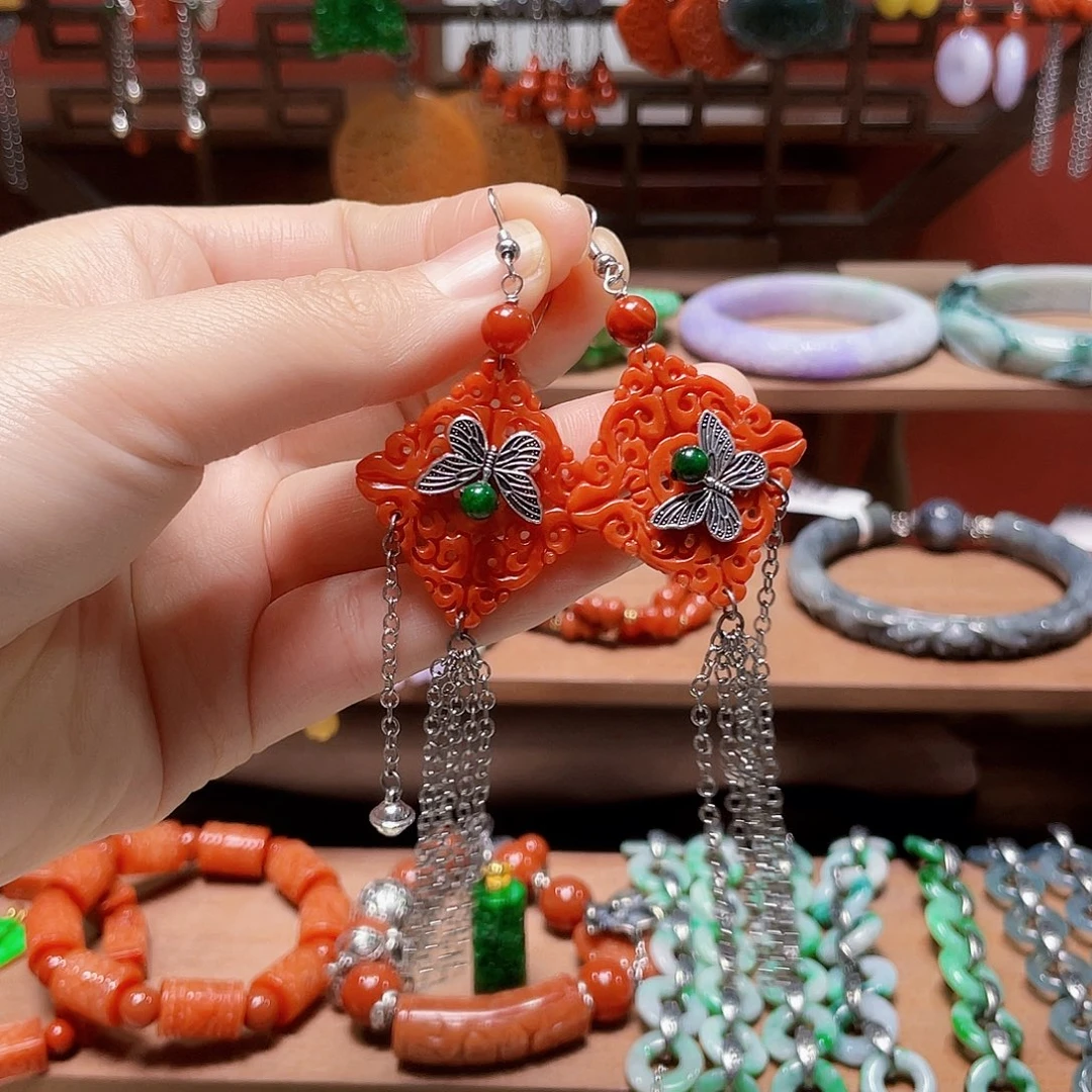 翡翠未镶嵌耳饰饰品