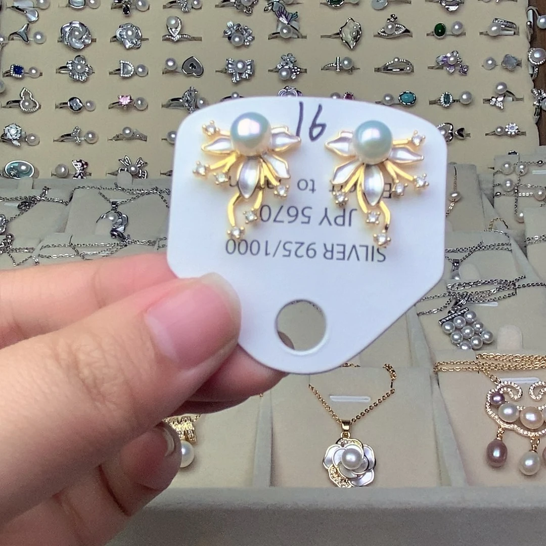 淡水珍珠耳饰银S925镶嵌