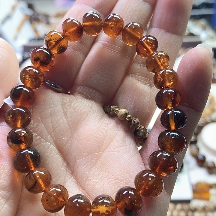 琥珀未镶嵌裸石豆油红9m