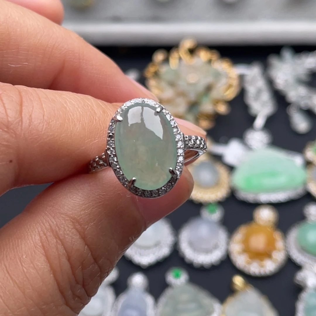 翡翠银S925镶嵌吊坠(不含链)