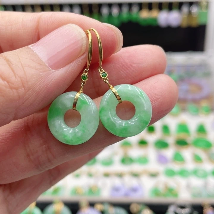 翡翠18K金镶嵌耳饰