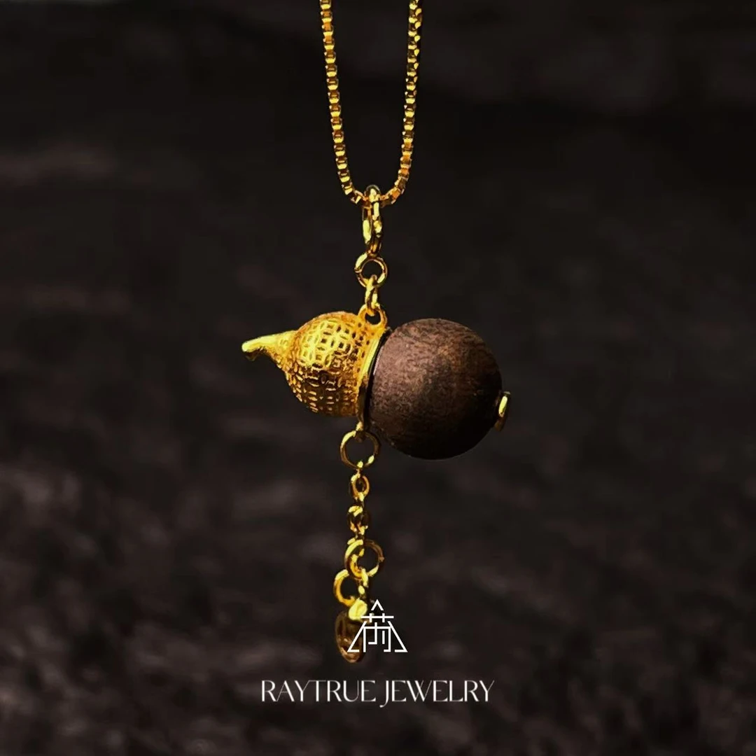 沉香【芮初珠宝】沉香葫芦吊坠 含绳子 多样性发一件@J020613047@