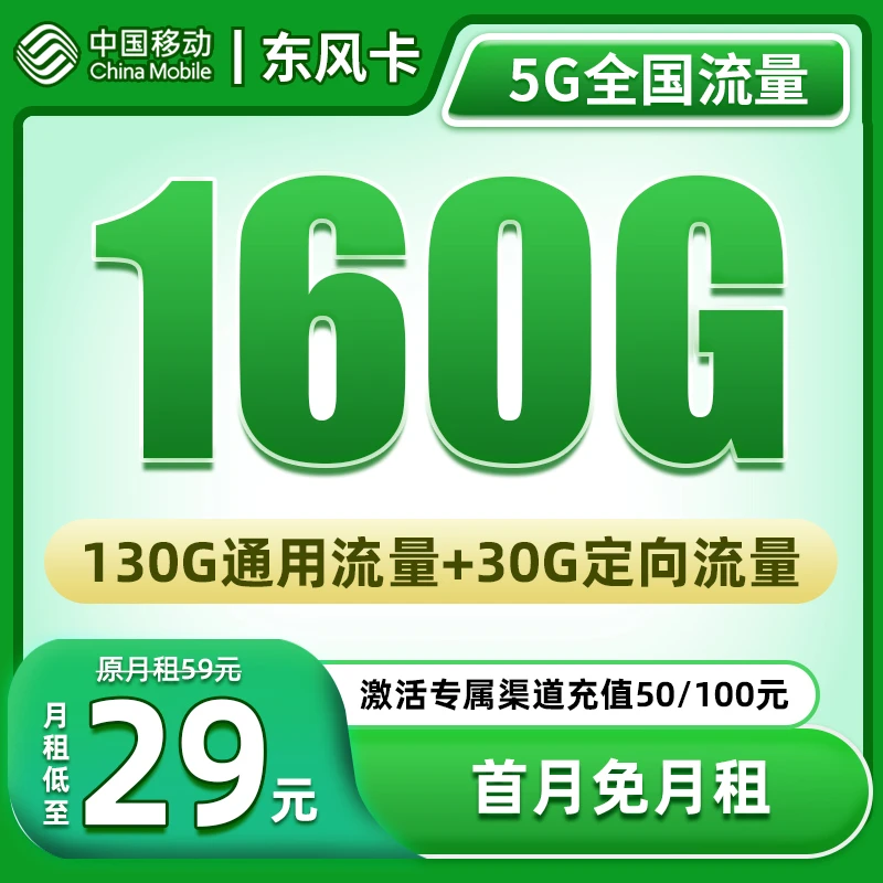 【东风卡-仅发广东】大流量卡电话卡不限速5G网卡官方手机卡