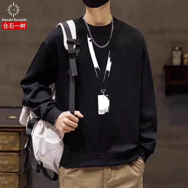 仓石一树潮牌美式创意圆领卫衣男士秋冬新款ins宽松百搭长袖T恤衫