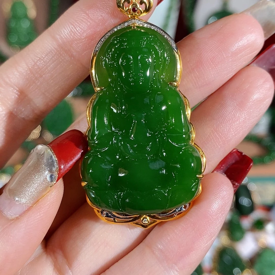 和田玉（碧玉）珠宝首饰18K金镶嵌