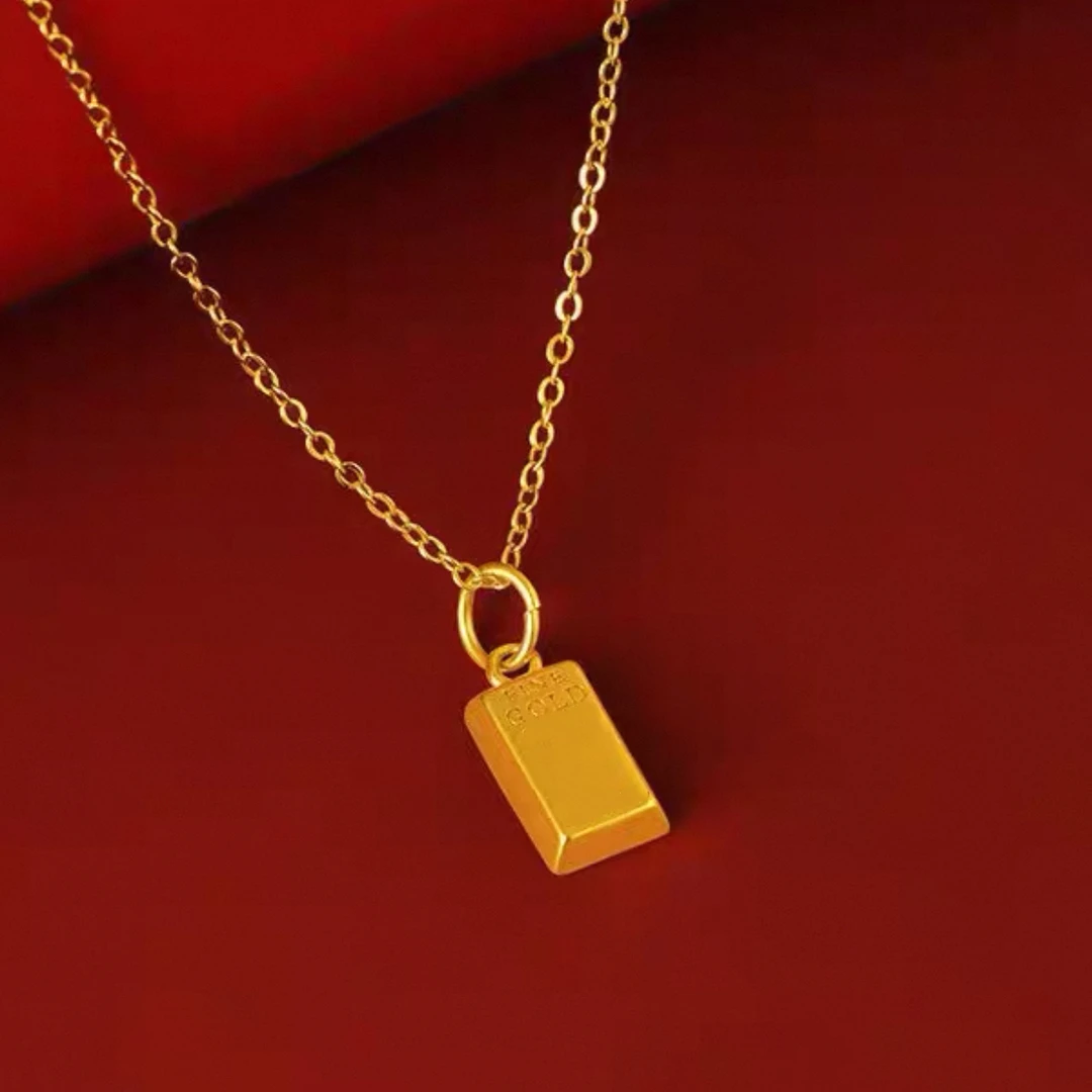 合金项链 20073合金新中式重工实心古法方砖锁骨项链（链长45）