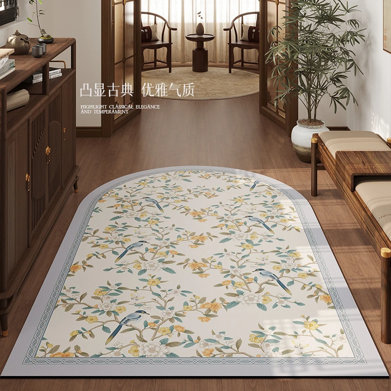 【茶花懿】新中式入户地垫轻奢高级感门口皮革地垫进门防滑耐脏脚垫