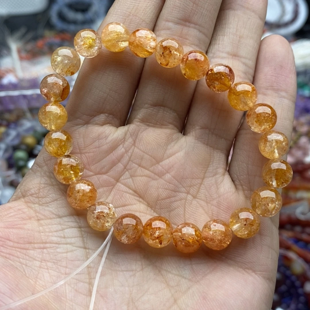 未镶嵌玛瑙/玉髓珠宝半成品一条卡8天然巴西闪灵黄胶花水晶
