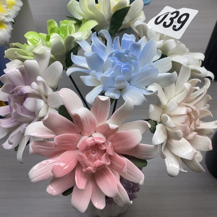 陶瓷陶瓷材料加工7朵菊花