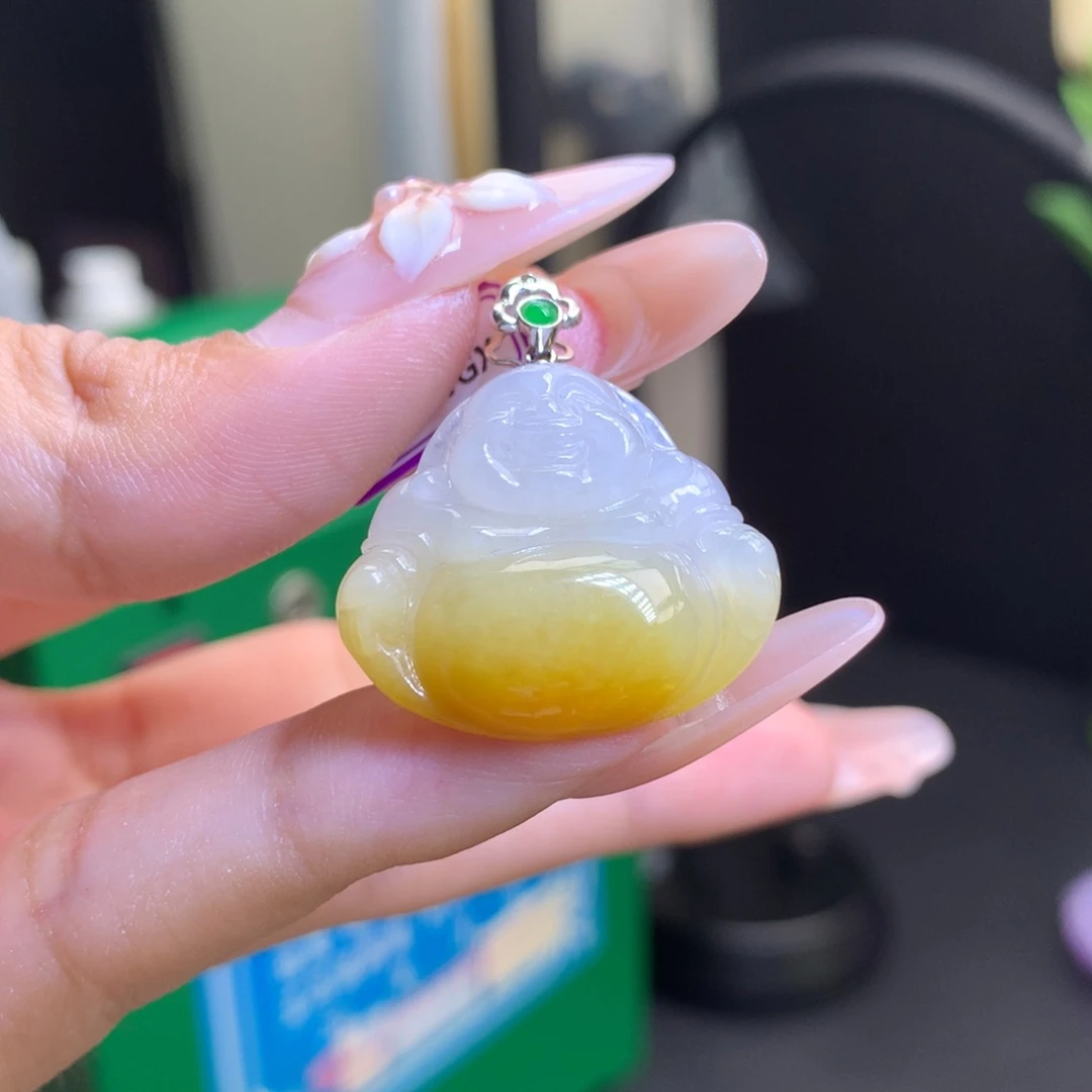 翡翠18K金镶嵌颈饰天然