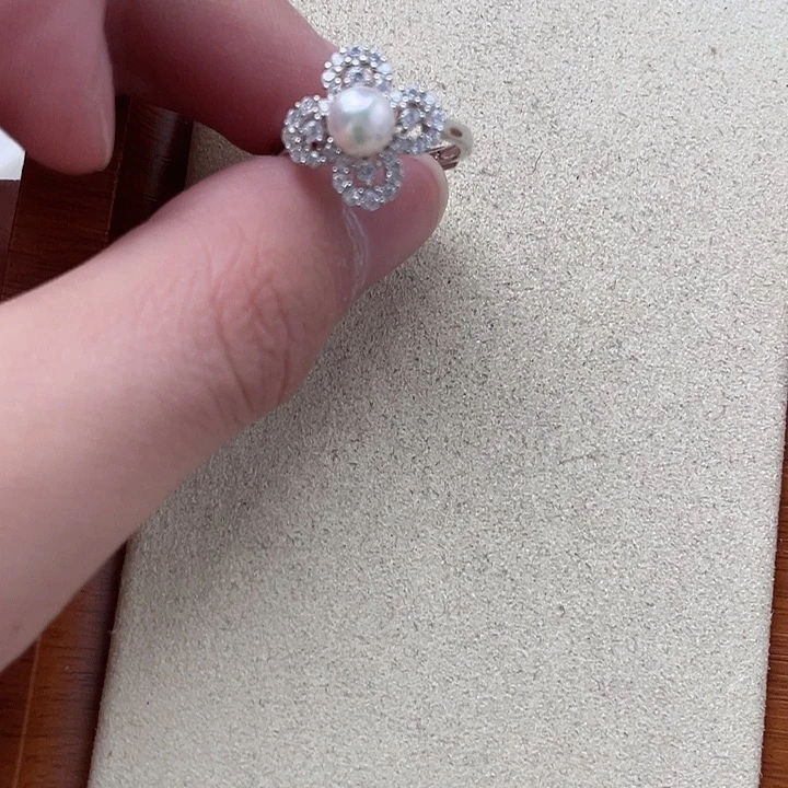 戒指银S925镶嵌海水珍珠