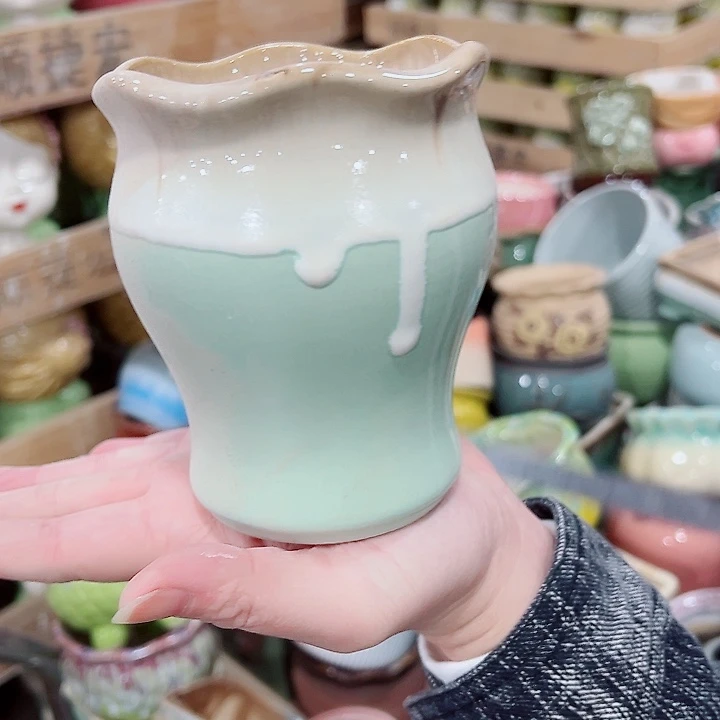 有孔，凑单福利满10元发货陶瓷多肉花盆！