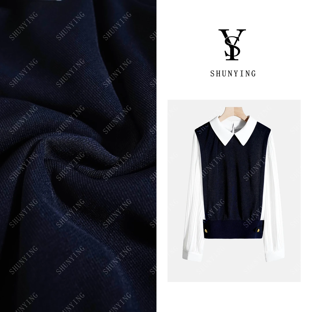 【仟娜】文艺清新范~百搭气质通勤长袖拼接假俩件衬衫SY71C2536