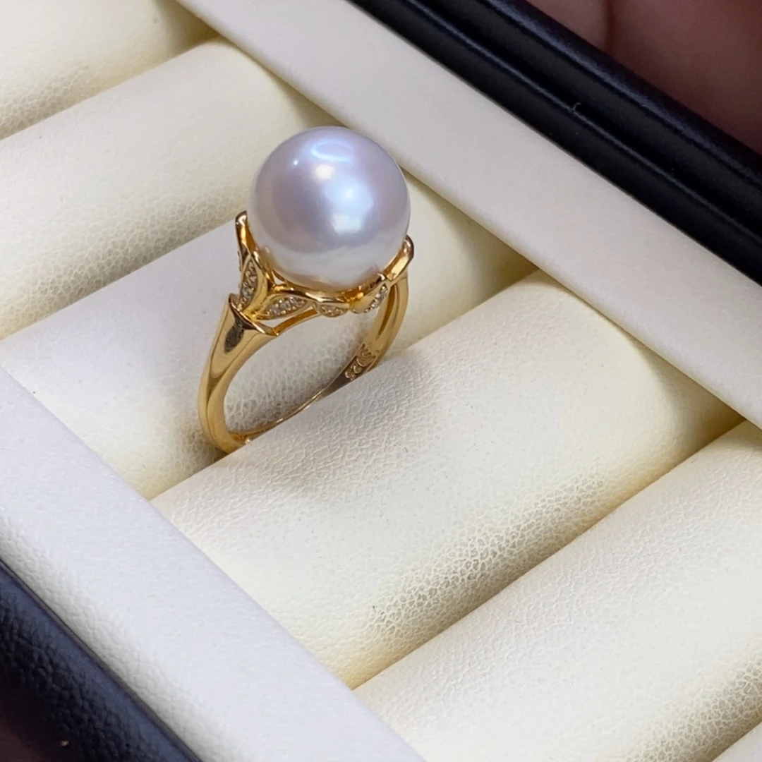 淡水珍珠银S925镀金镶嵌戒指
