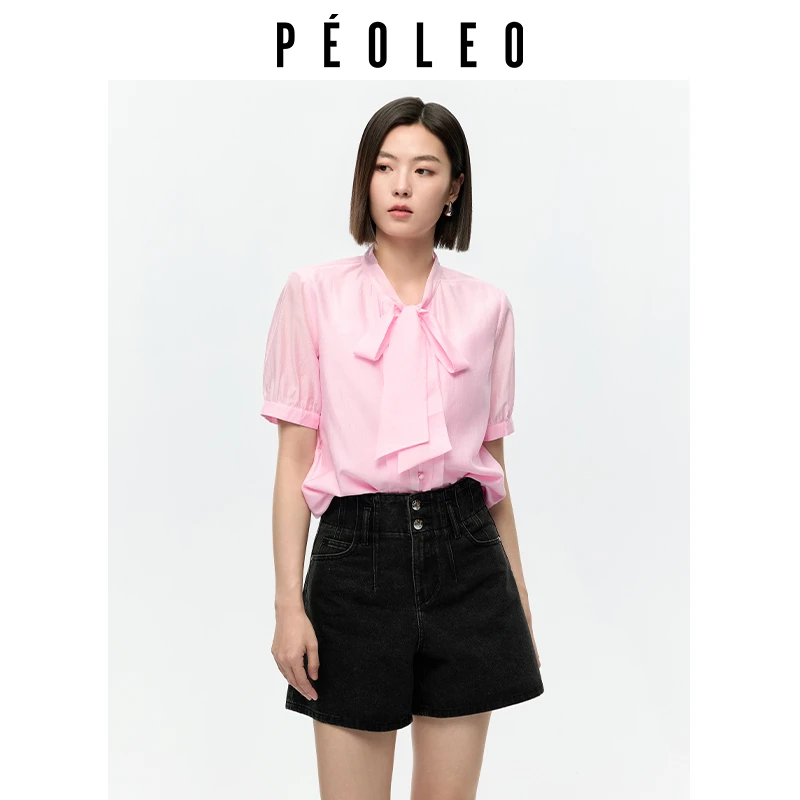 【唐长老专属】PK3309034飘蕾纯色短袖衬衫