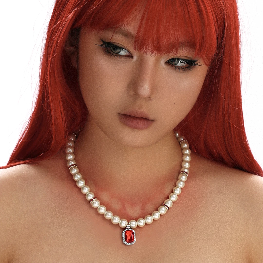 非金属仿水晶项链 LosingBargain原创方宝石珍珠锆石百搭叠戴项链