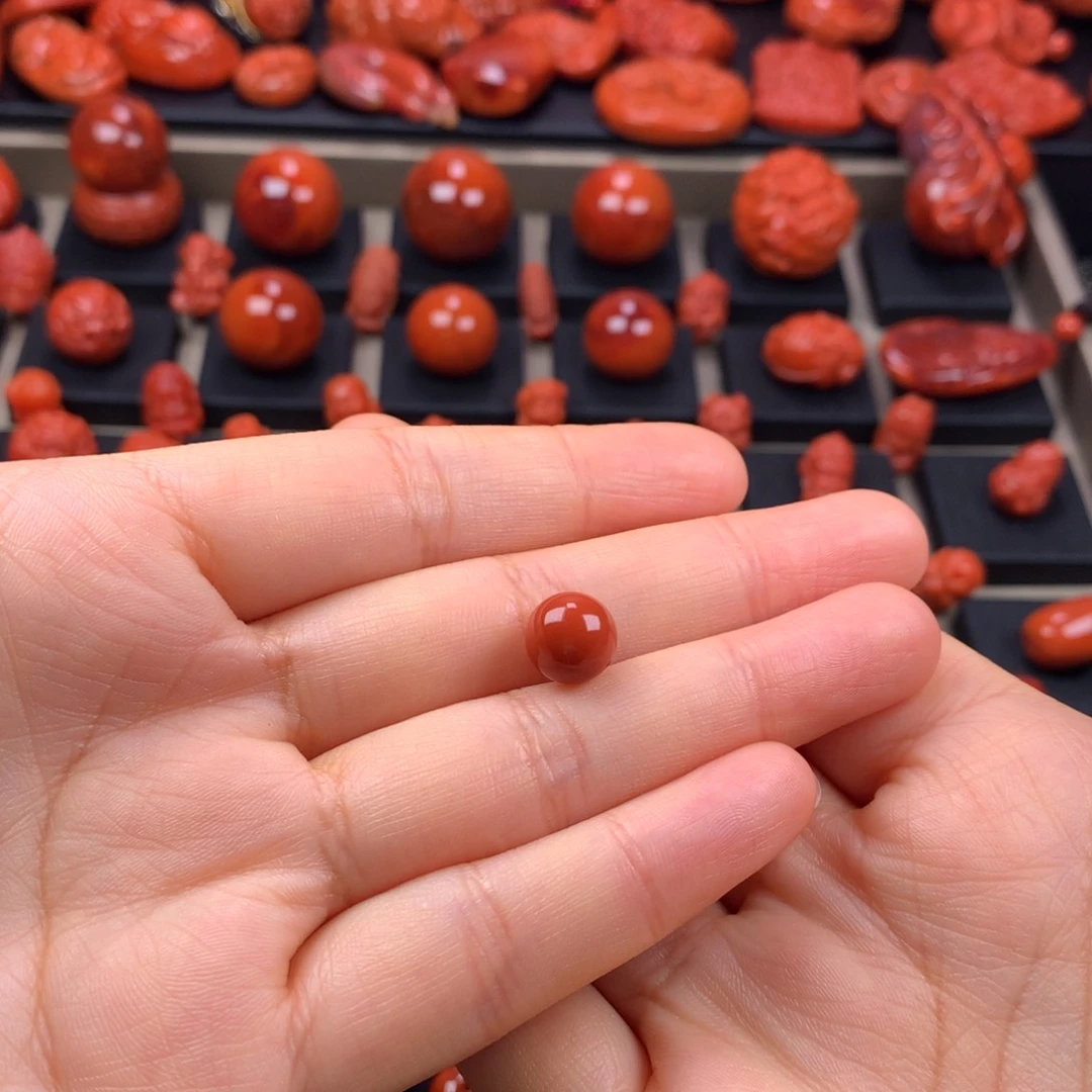 南红玛瑙圆珠单珠9.3mm未镶嵌