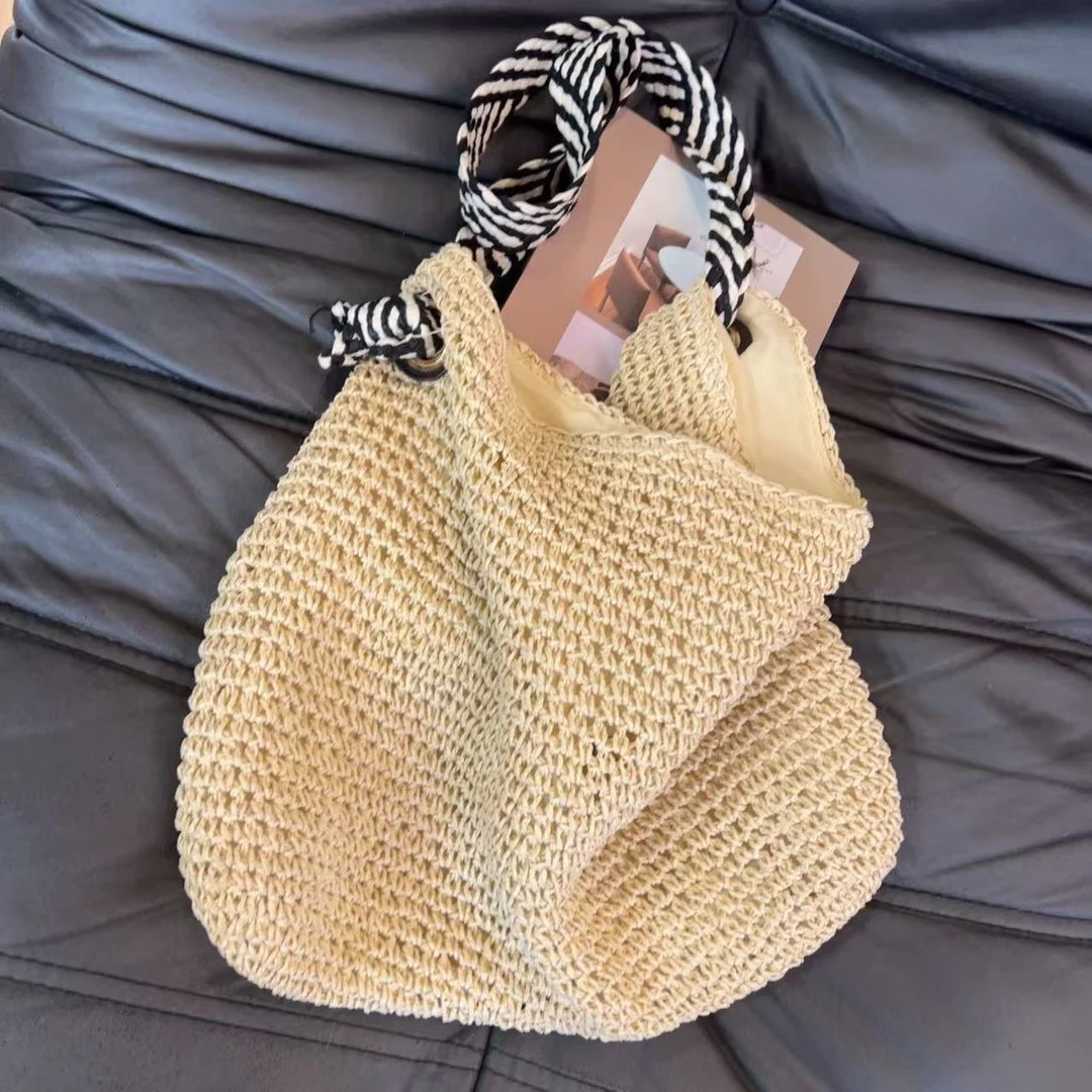 2025单肩包日韩编织包包编织肩包通勤风耐刮小众沙滩包褶皱法式