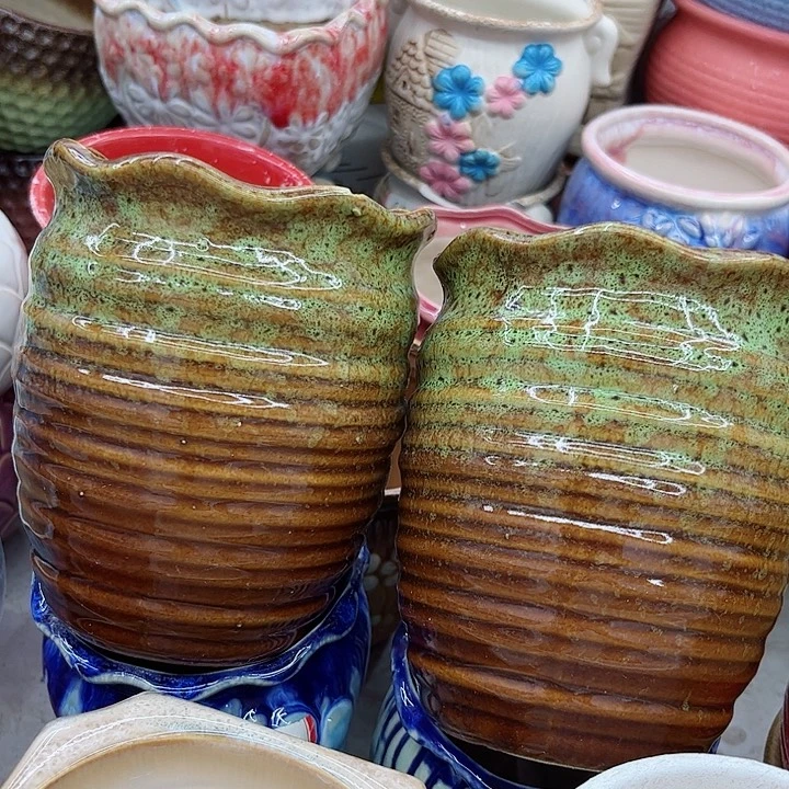 多肉绿植陶瓷花盆9.9包邮，有孔