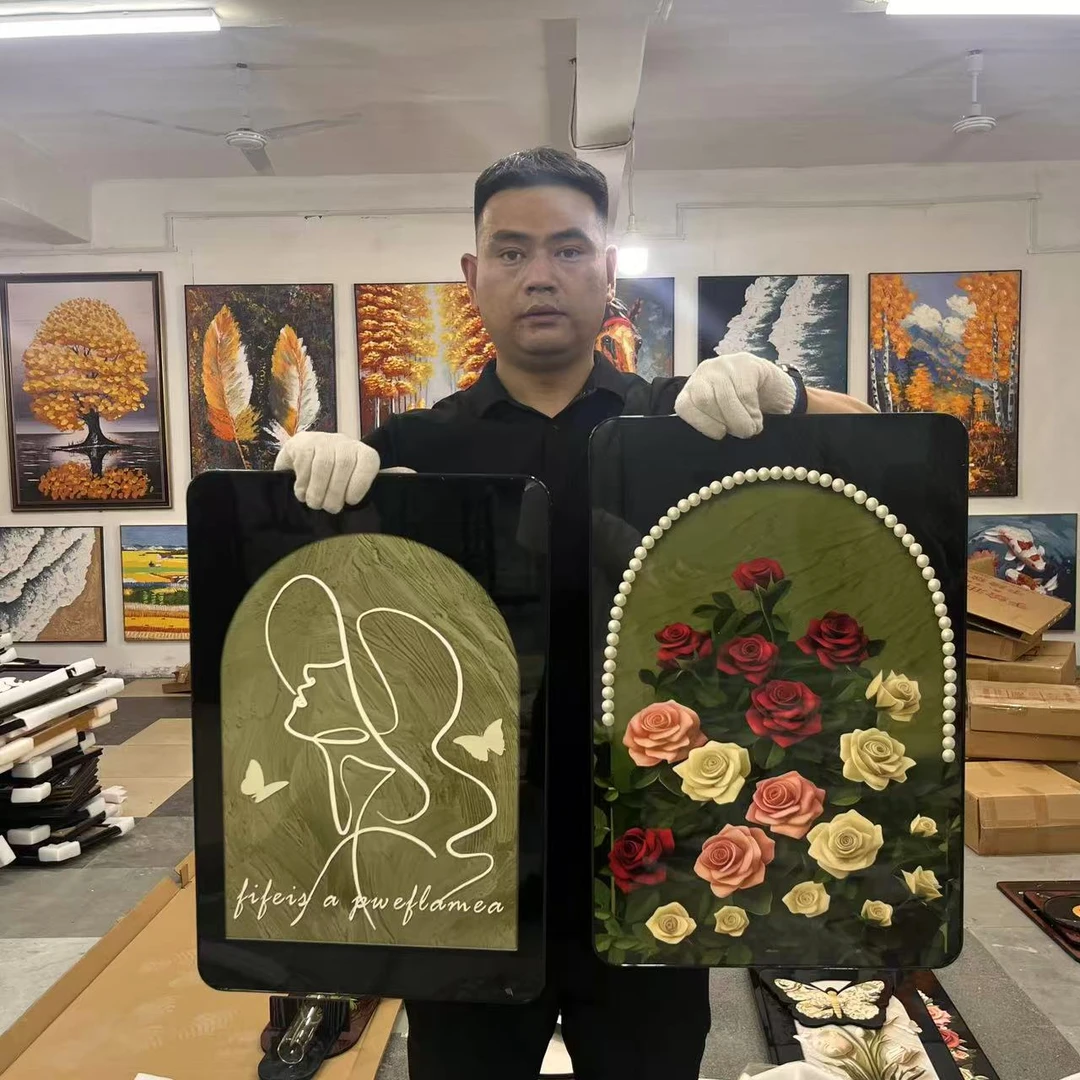 晶瓷BB法式轻奢奶油风玫瑰抽象女孩花卉卧室客厅餐厅挂画4060