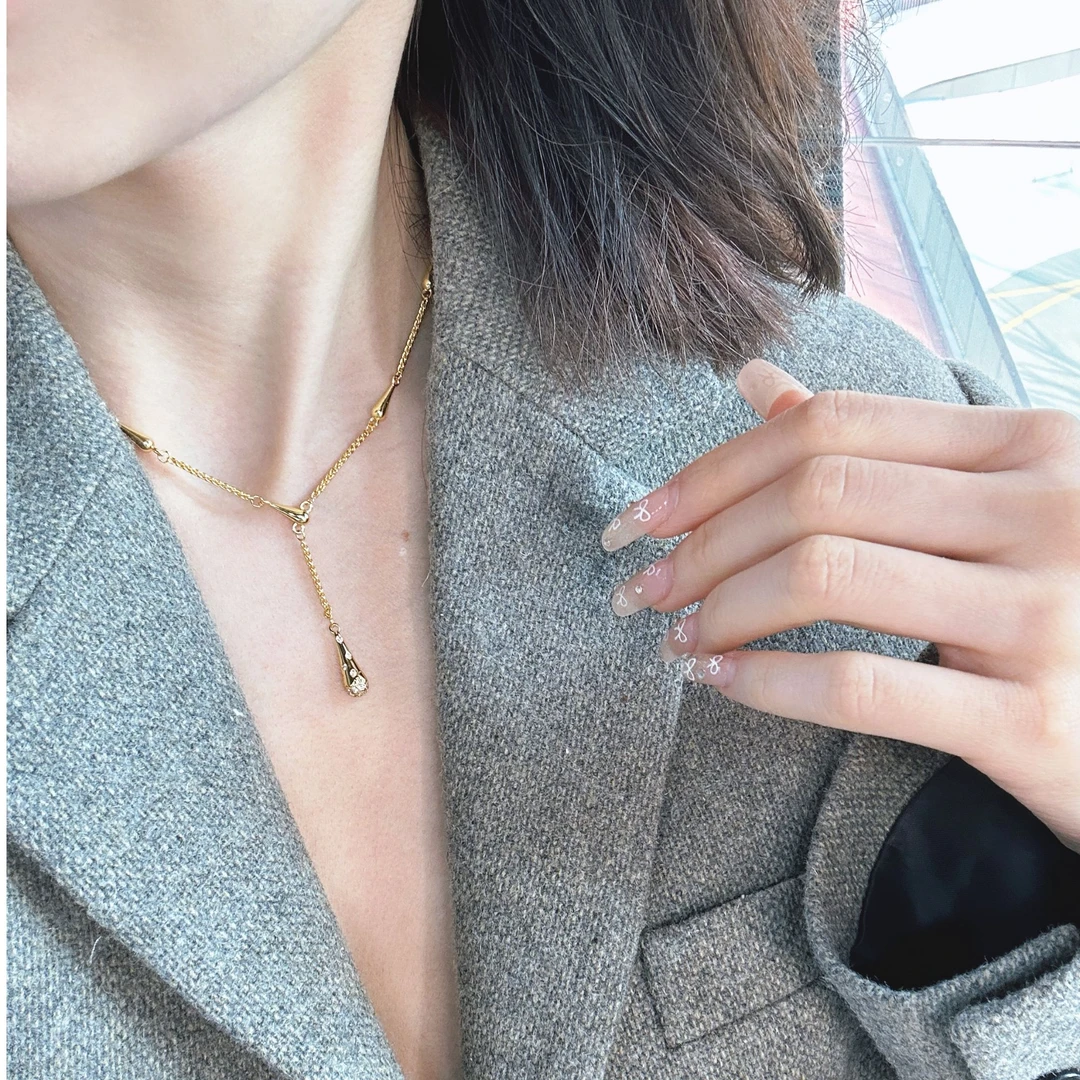 DALIULIAN 铜合金锆石项链 【水滴】项链女