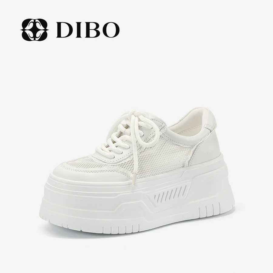 DIBO碲铂 云隙之间 蕾丝花边装饰厚底小白鞋镂空休闲鞋25218356