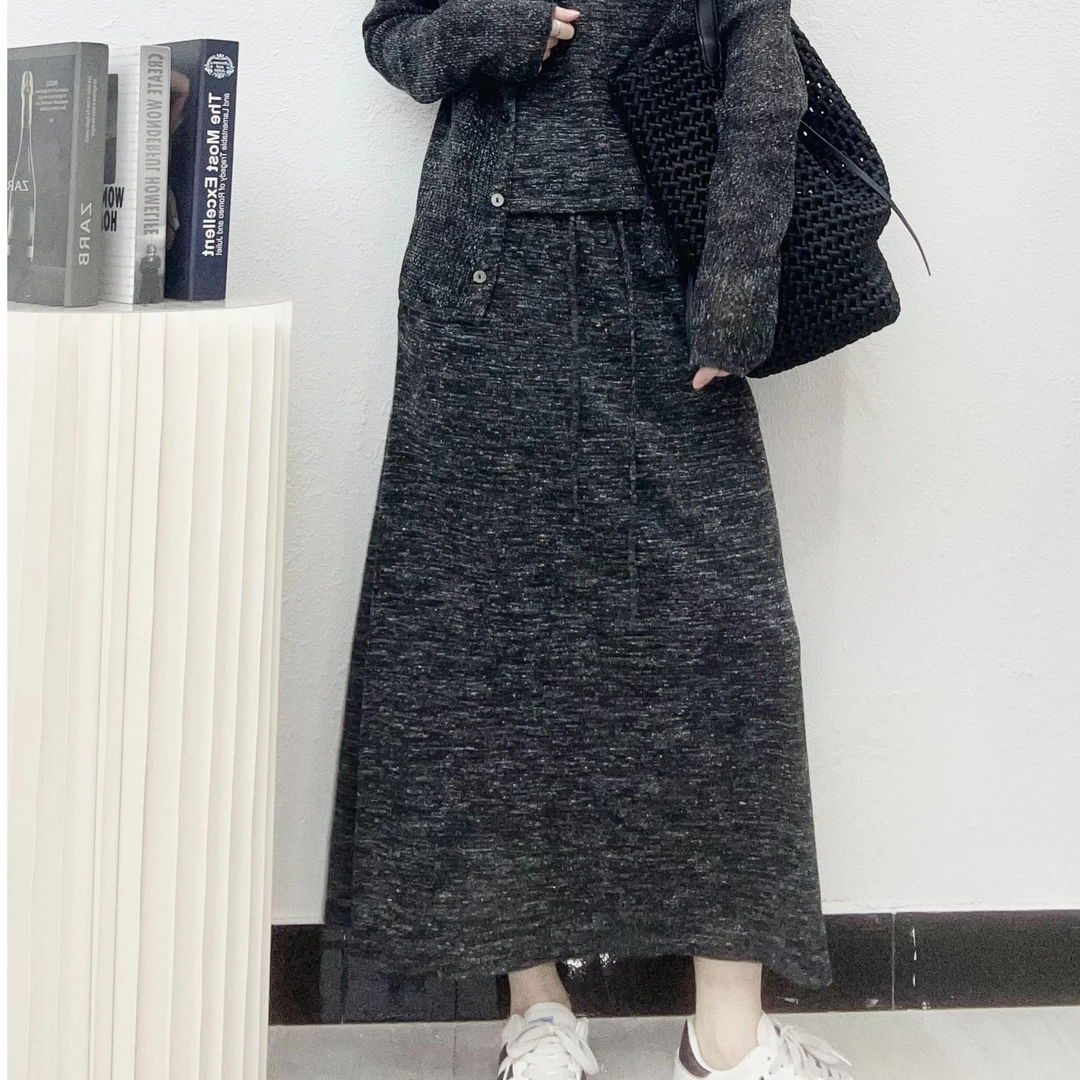 亚麻纱线针织裙气质高级显瘦半身裙时尚百搭轻奢