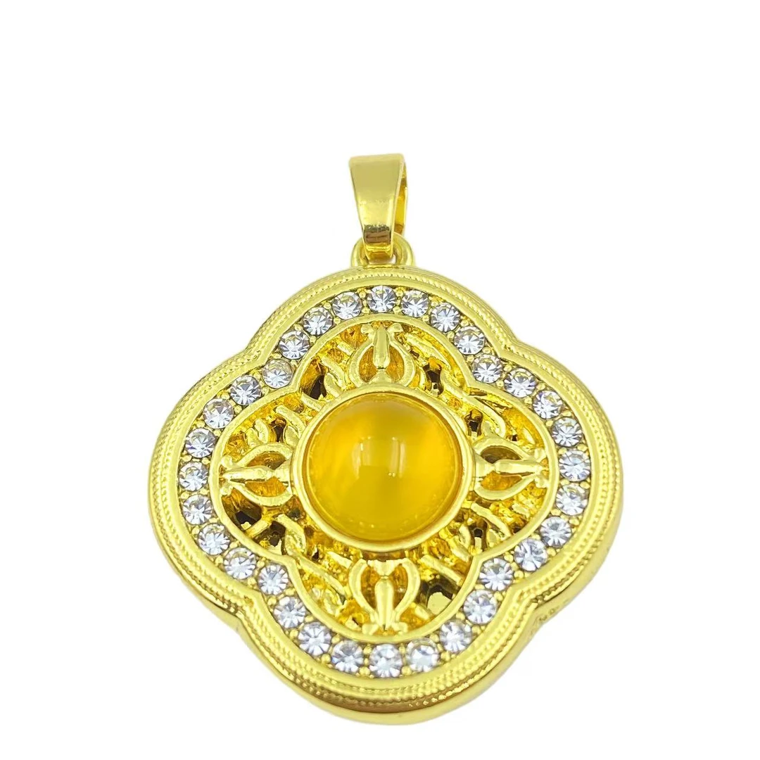 高档珠宝落日黄满钻花花设计款吊坠Y2440（不含链）