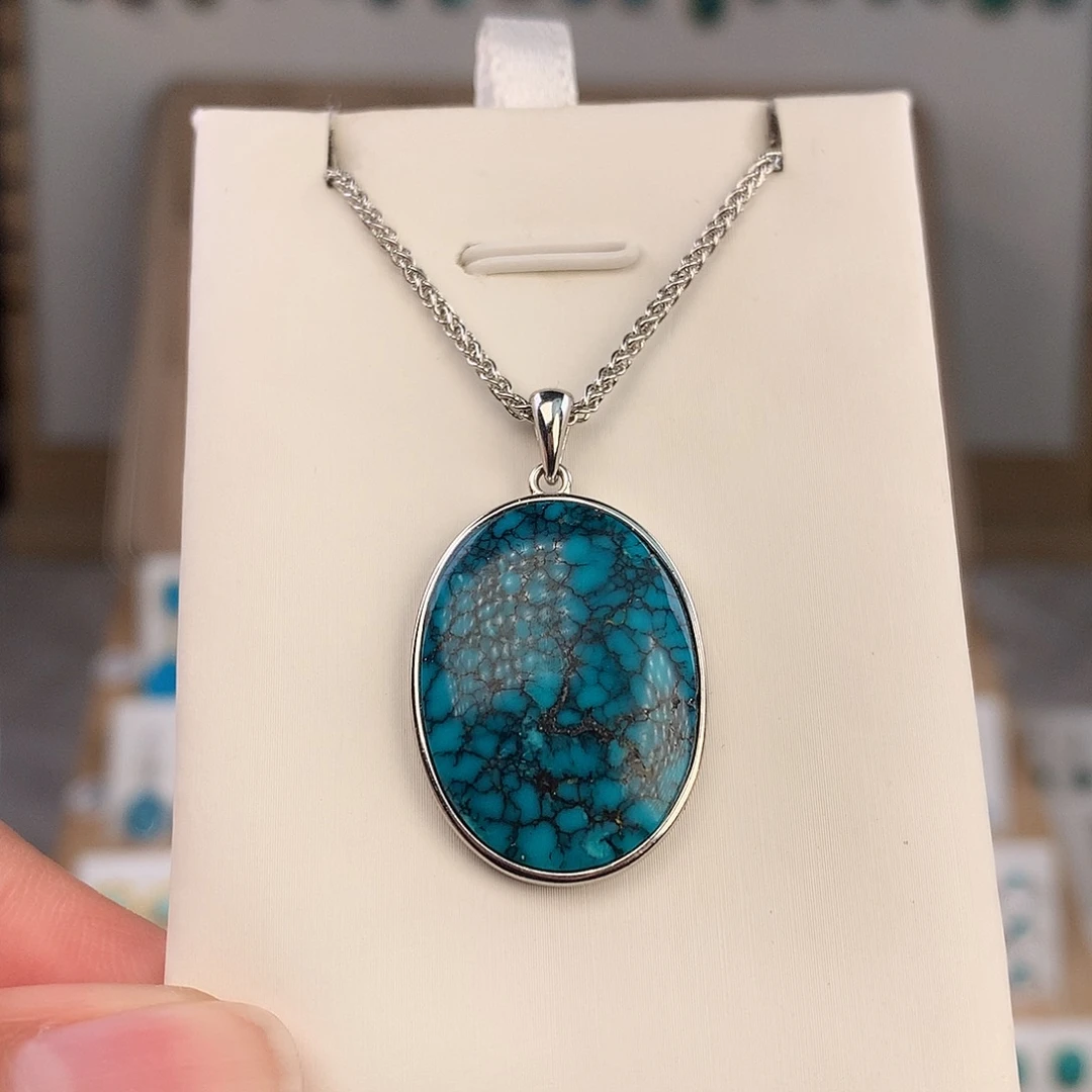 绿松石银S925镶嵌颈饰