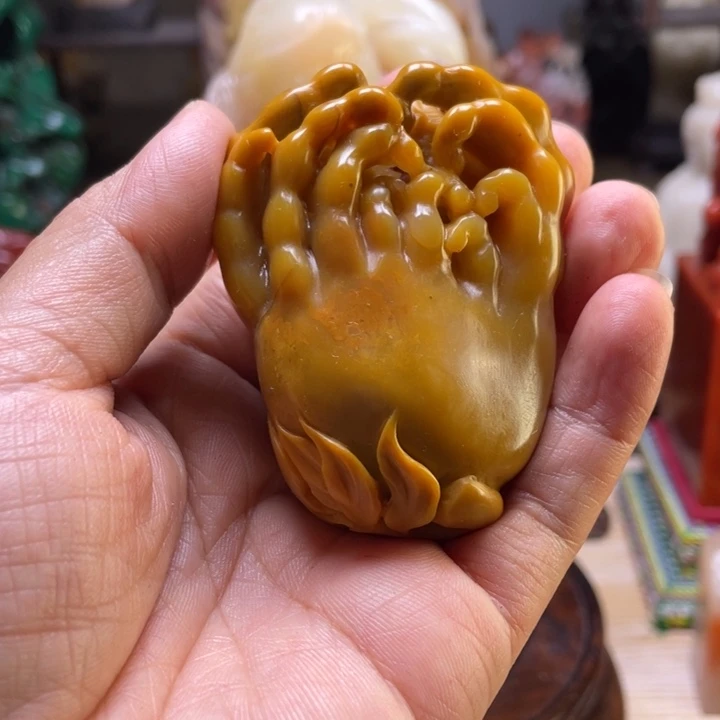 江***店寿山石佛手手把件，，