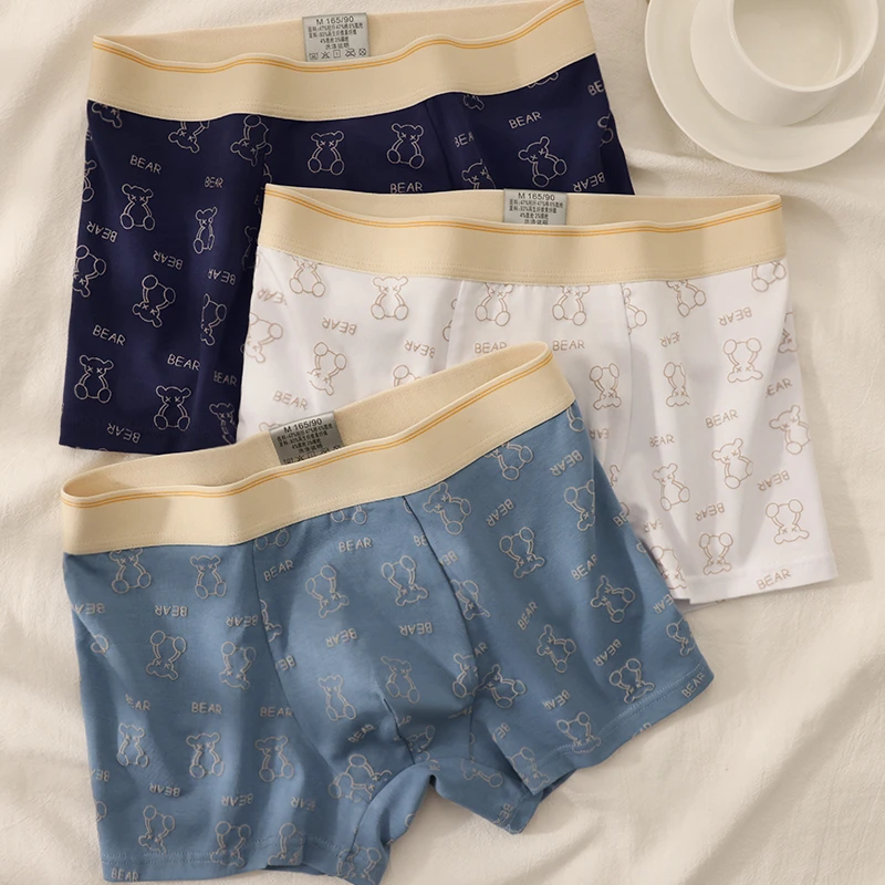 诚创优棉四角内裤男士透气棉平角底裤抗菌运动裤头短裤衩卡通男生