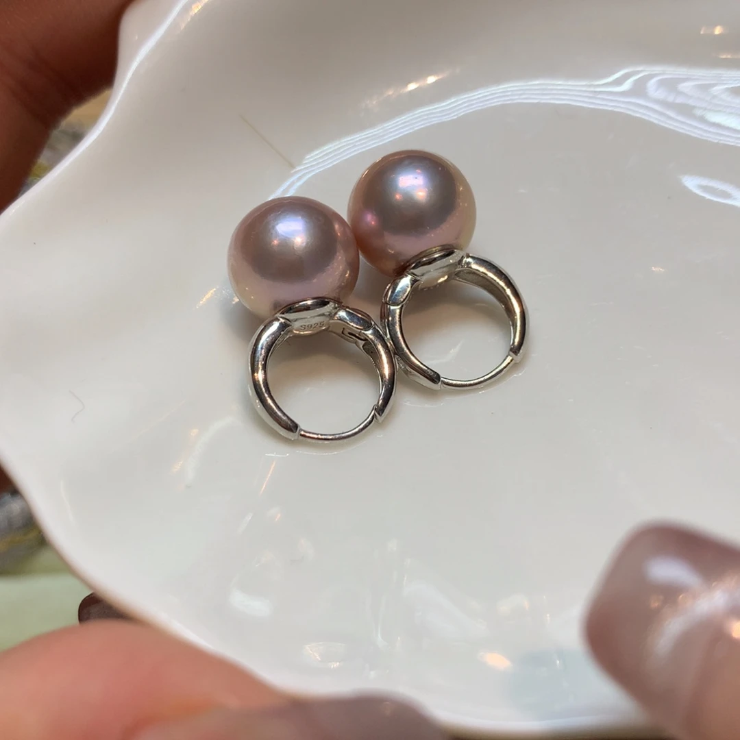 淡水珍珠耳饰银S925镶嵌