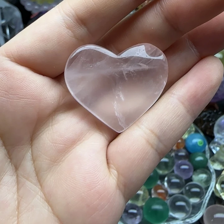 未镶嵌珠宝半成品水晶粉晶爱心