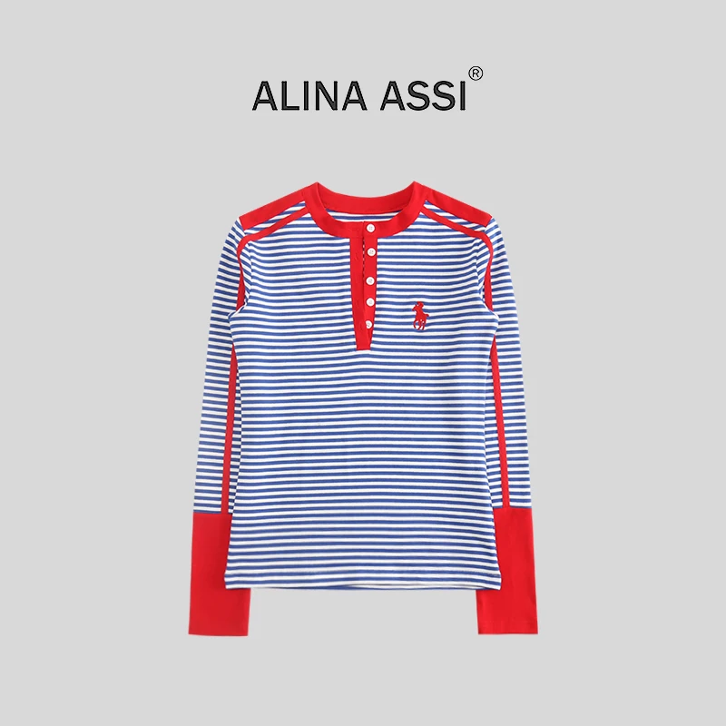 【雪雪】2025秋季新款T恤百搭休闲长袖上衣X0889