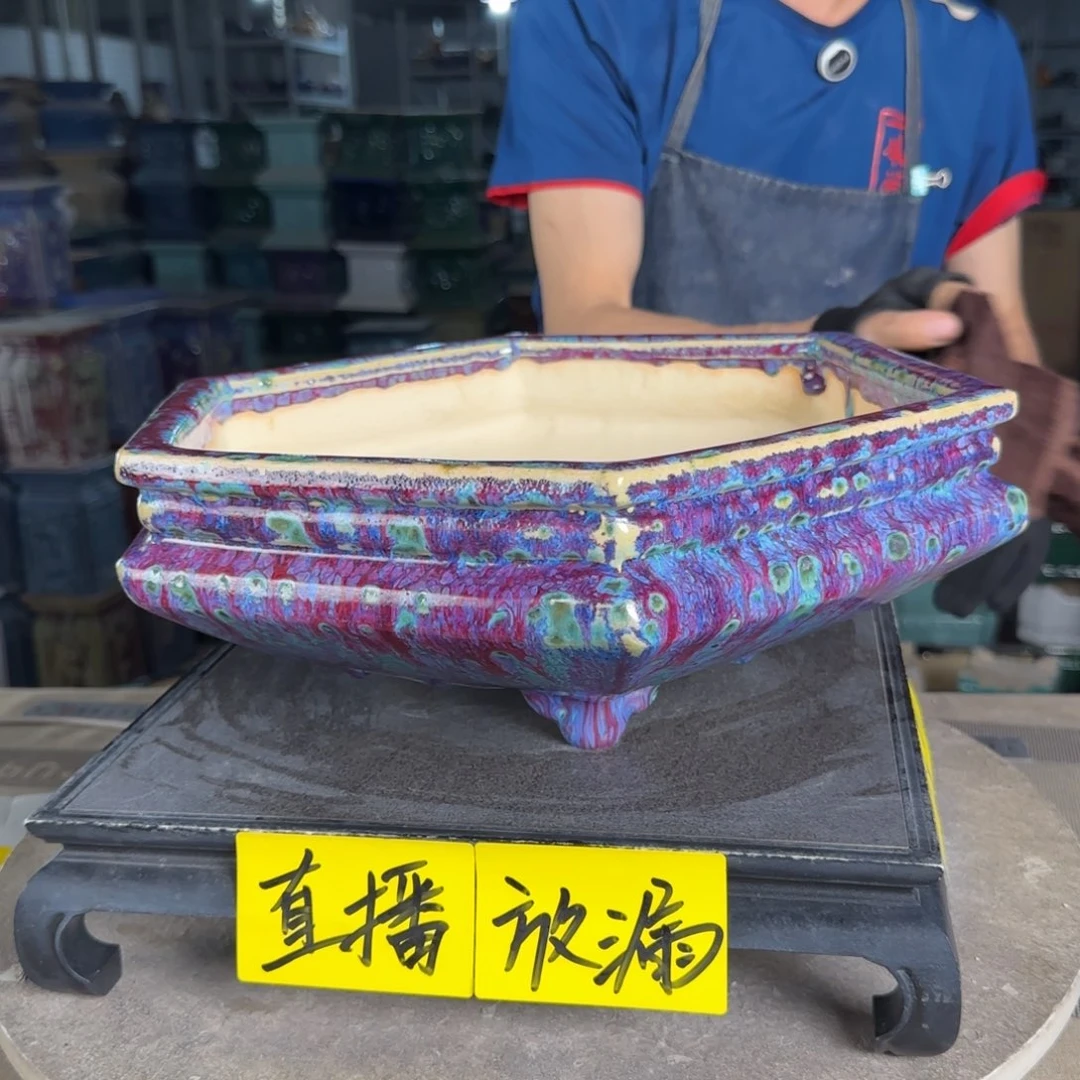 一风堂石湾花盆。磕碰瑕疵