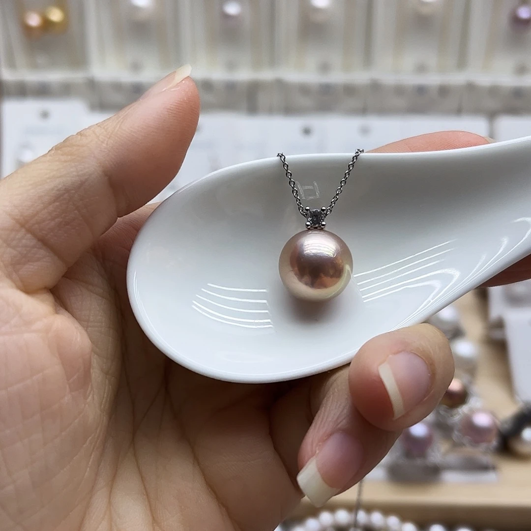 淡水珍珠银S925镶嵌吊坠(赠链)