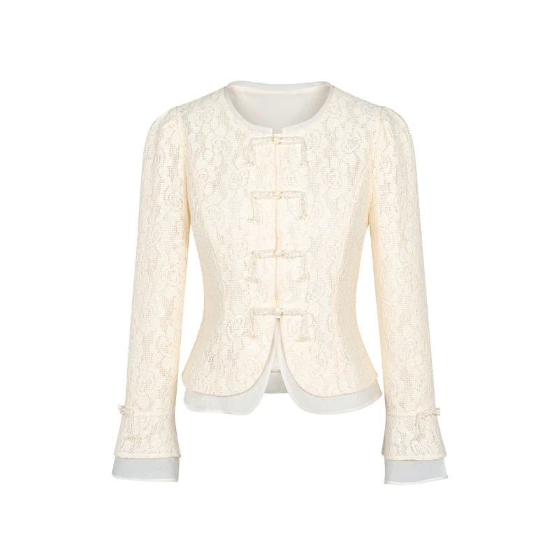 设计师女装2025秋季新款针织衫气质新中式提花国风镂空上衣43592A