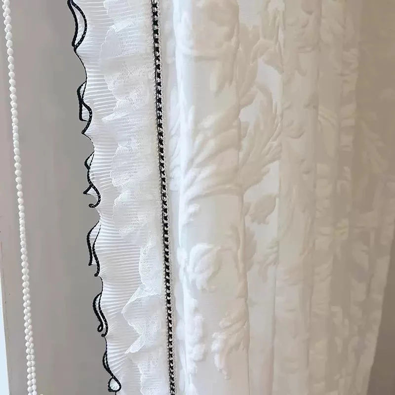 华尔兹法式中古风黑边窗纱纱帘帘高定立体浮雕丝绒纱高级感